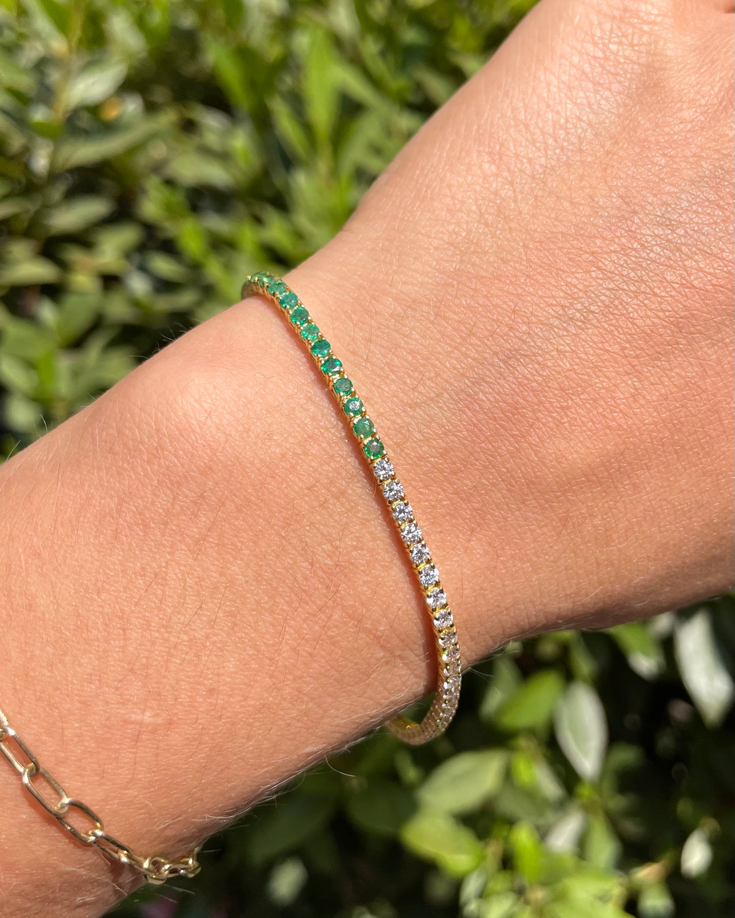 Pulsera Tennis (Esmeraldas naturales con Diamantes de Laboratorio)