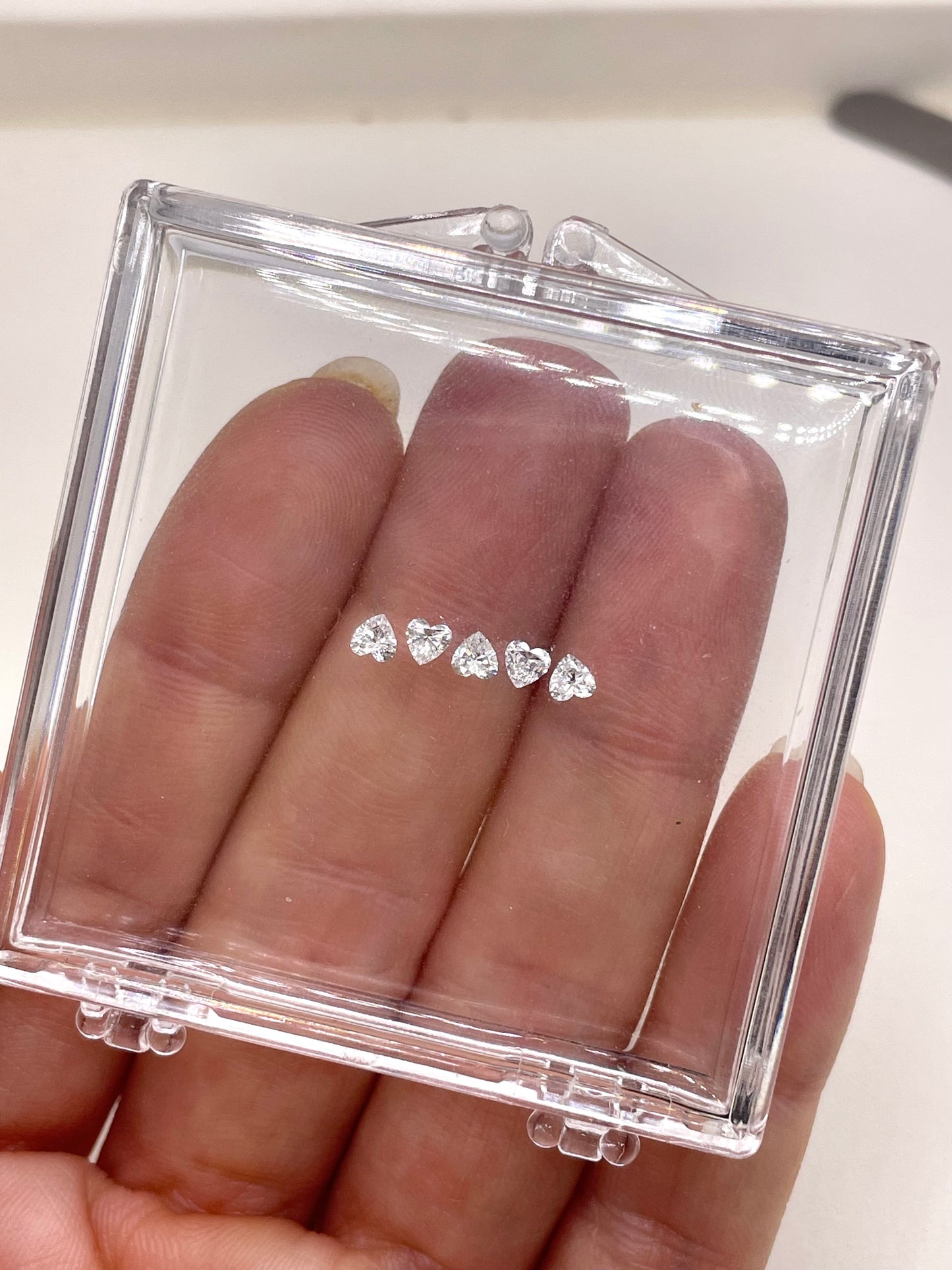 Gold ring with 5 Lab Hearts