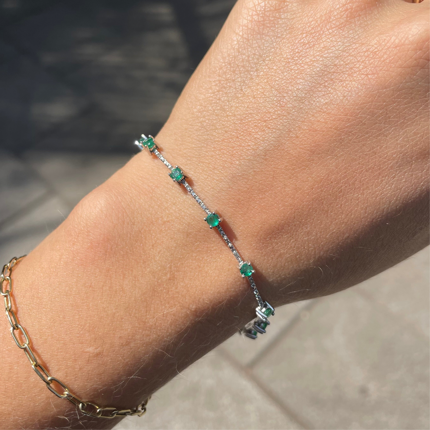 Pulsera de esmeraldas con diamantes