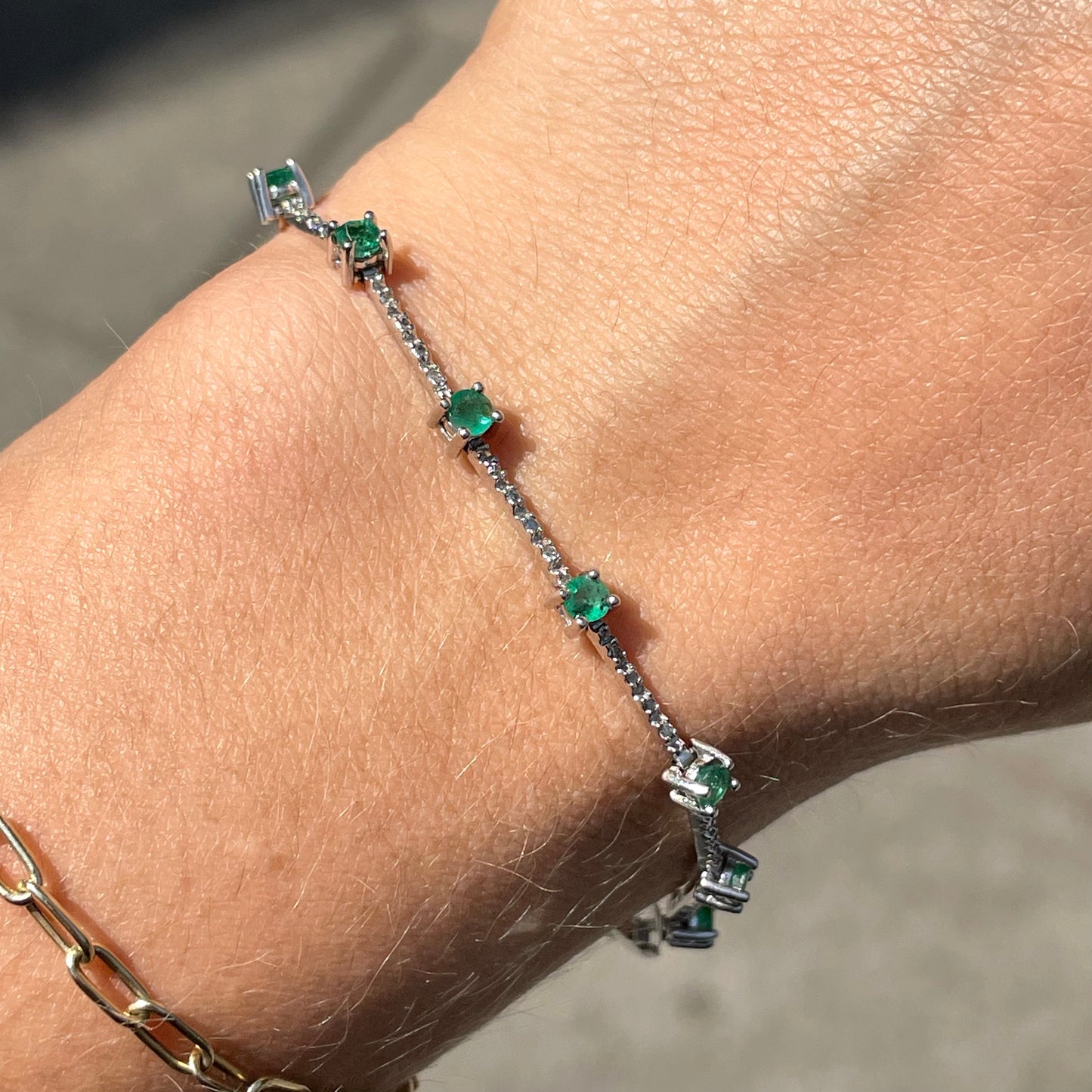 Pulsera de esmeraldas con diamantes