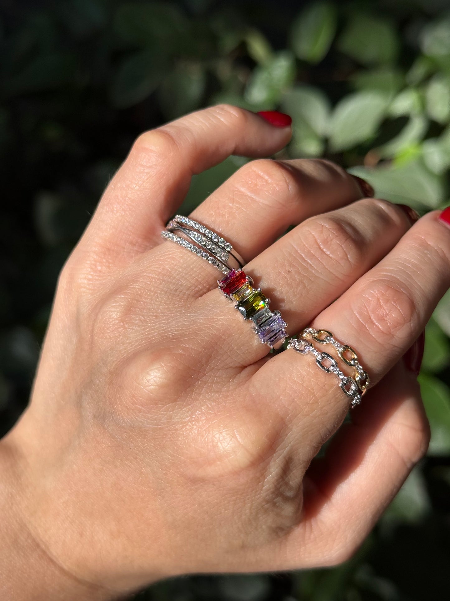 Anillo plata con colores