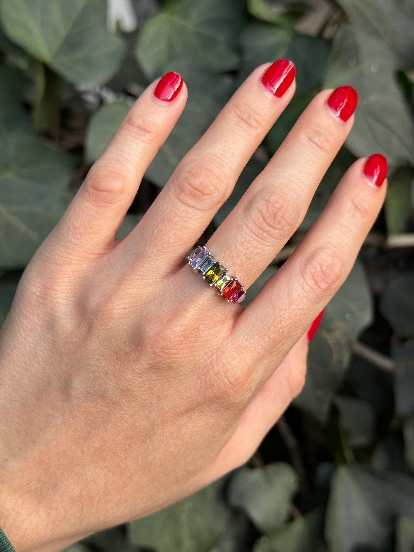 Anillo plata con colores