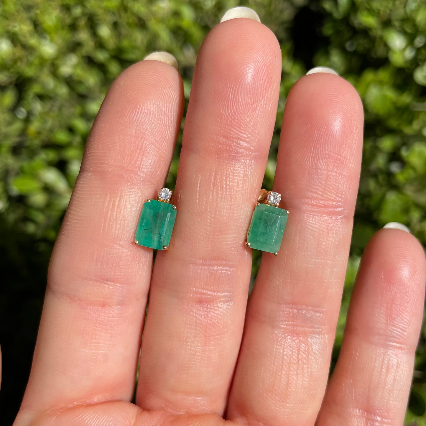 Emerald Earrings with Diamonds