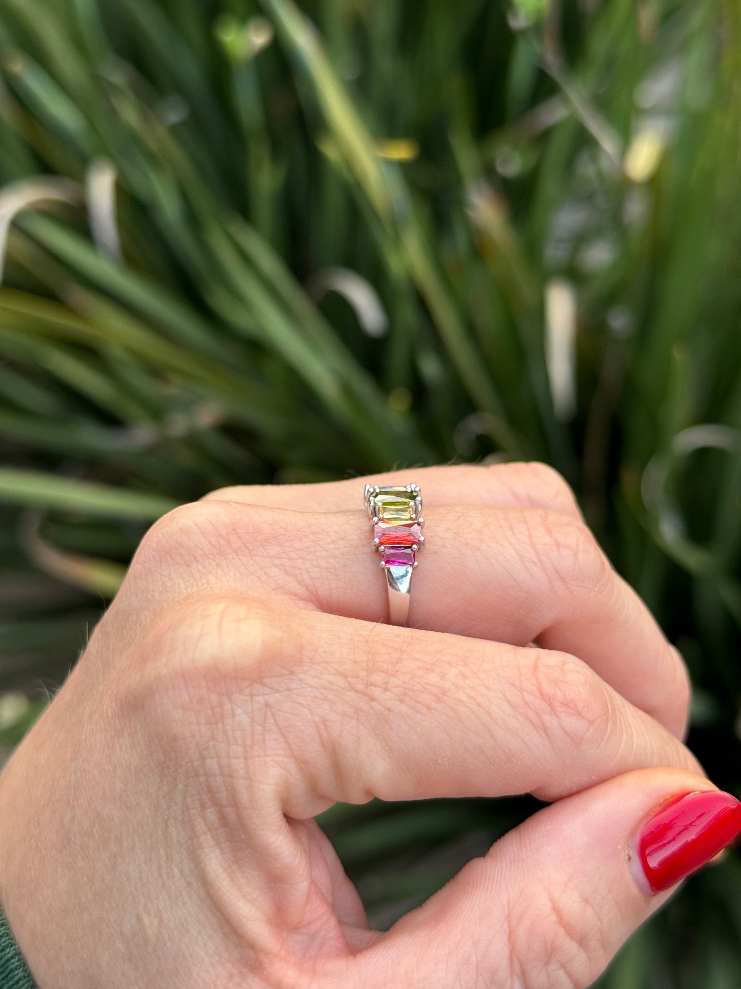 Anillo plata con colores
