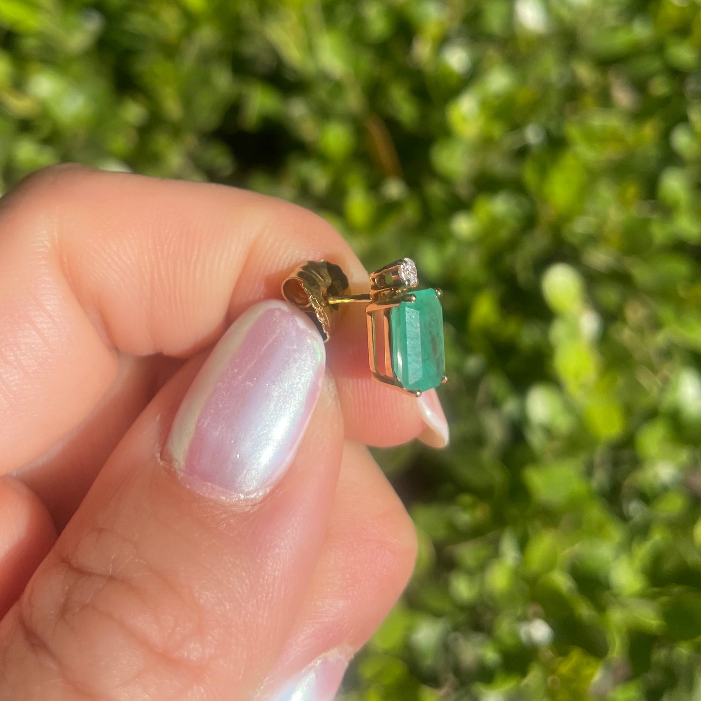 Emerald Earrings with Diamonds