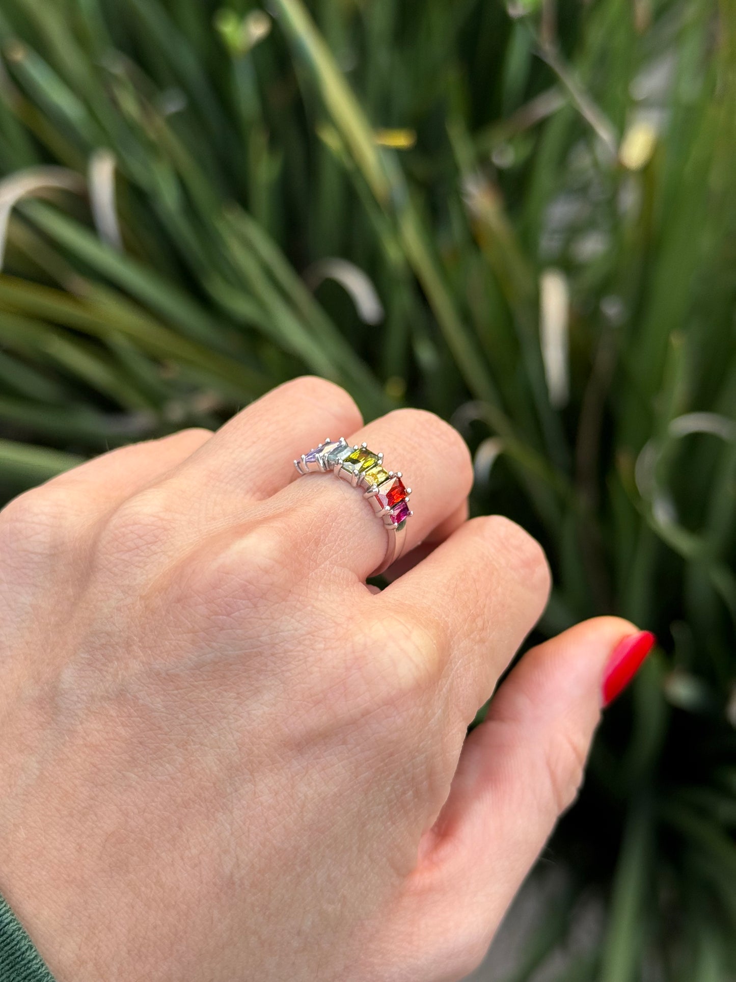Anillo plata con colores