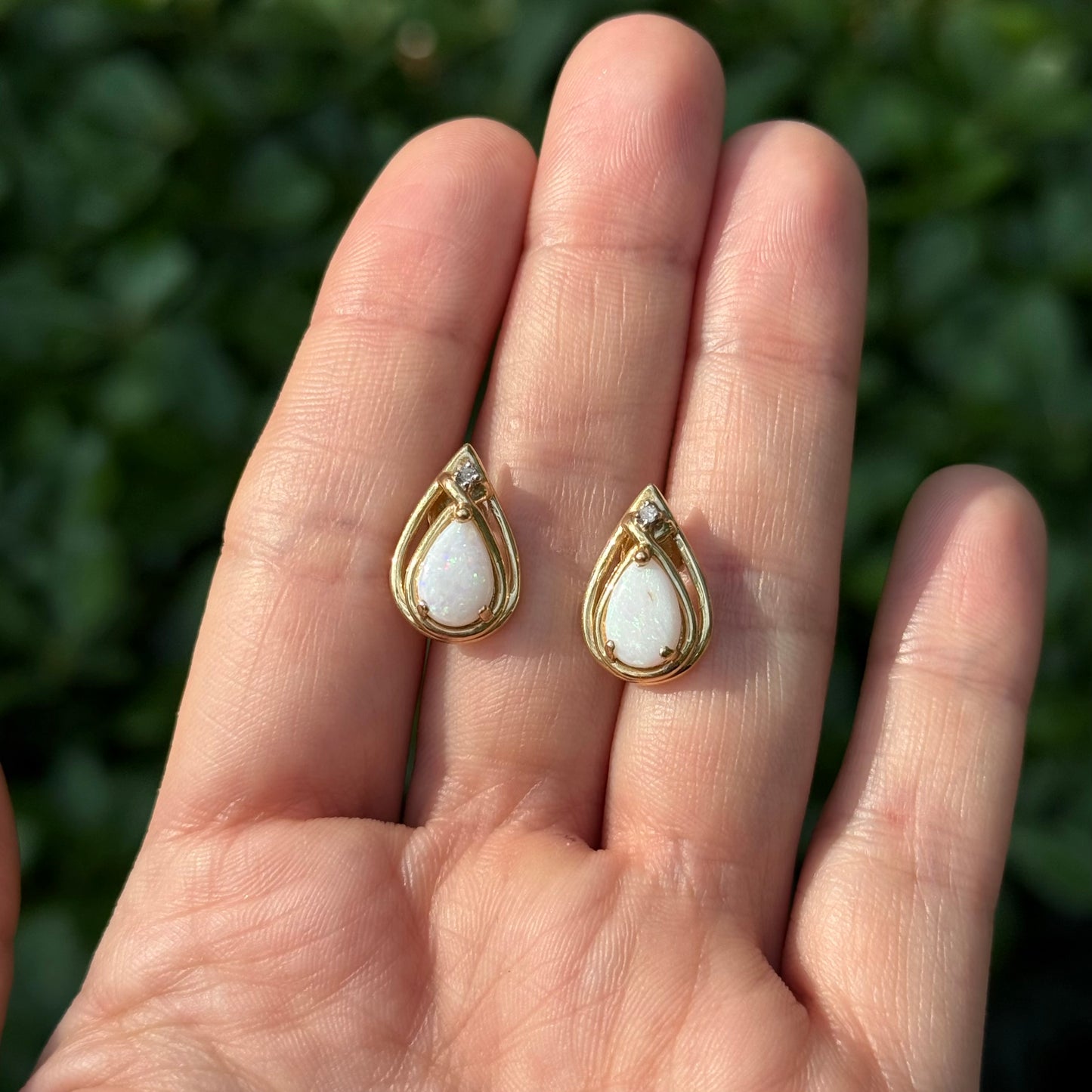 Aretes ópalo y diamantes
