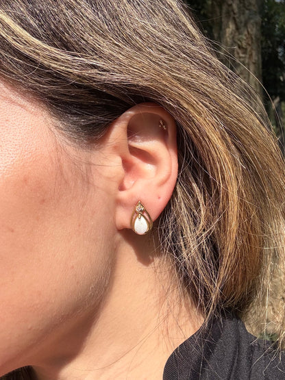 Aretes ópalo y diamantes