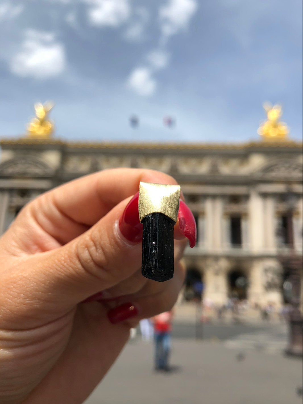 Aretes de turmalina con cubierta de oro