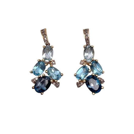 Aretes de topacios con diamantes