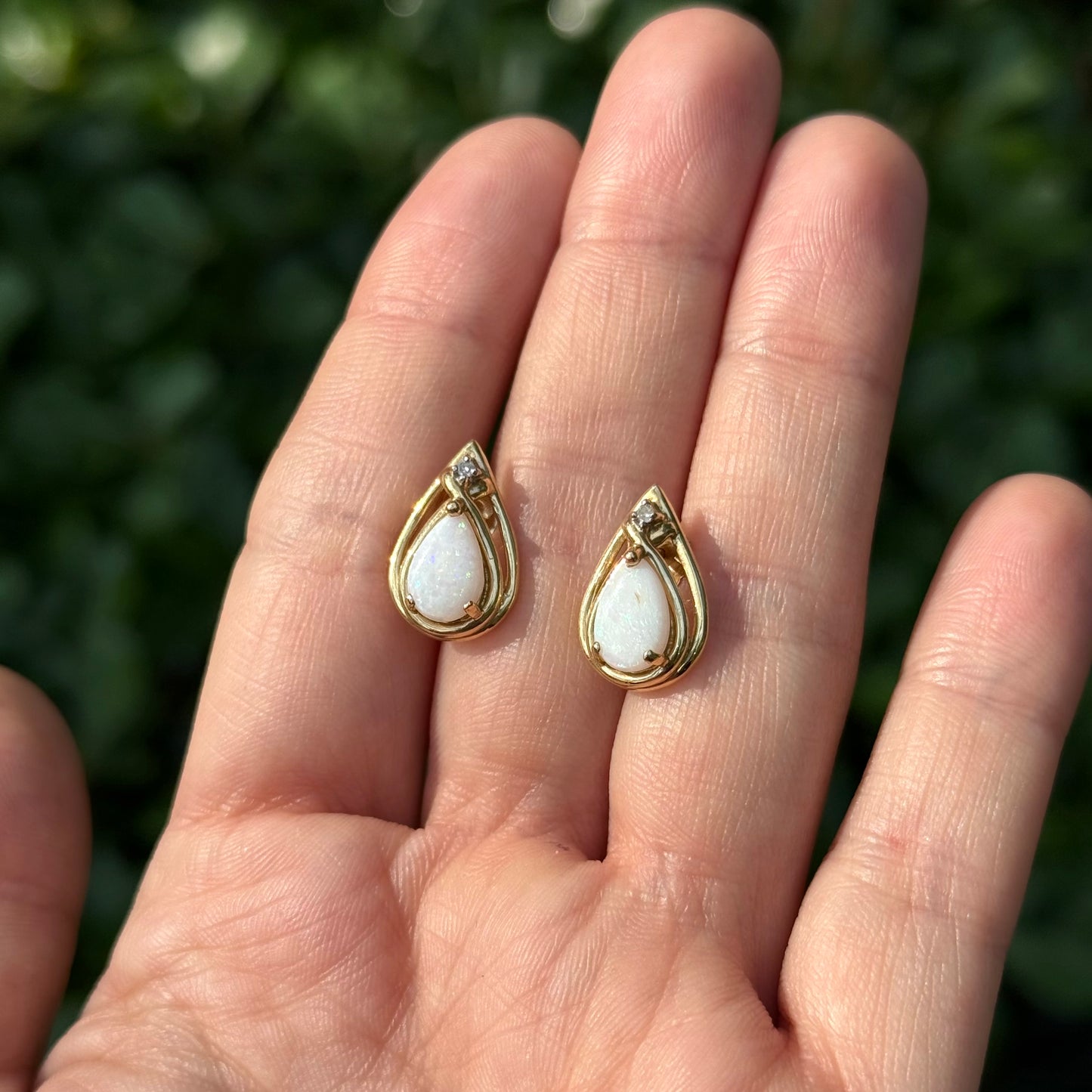 Aretes ópalo y diamantes