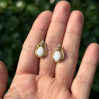 Aretes ópalo y diamantes