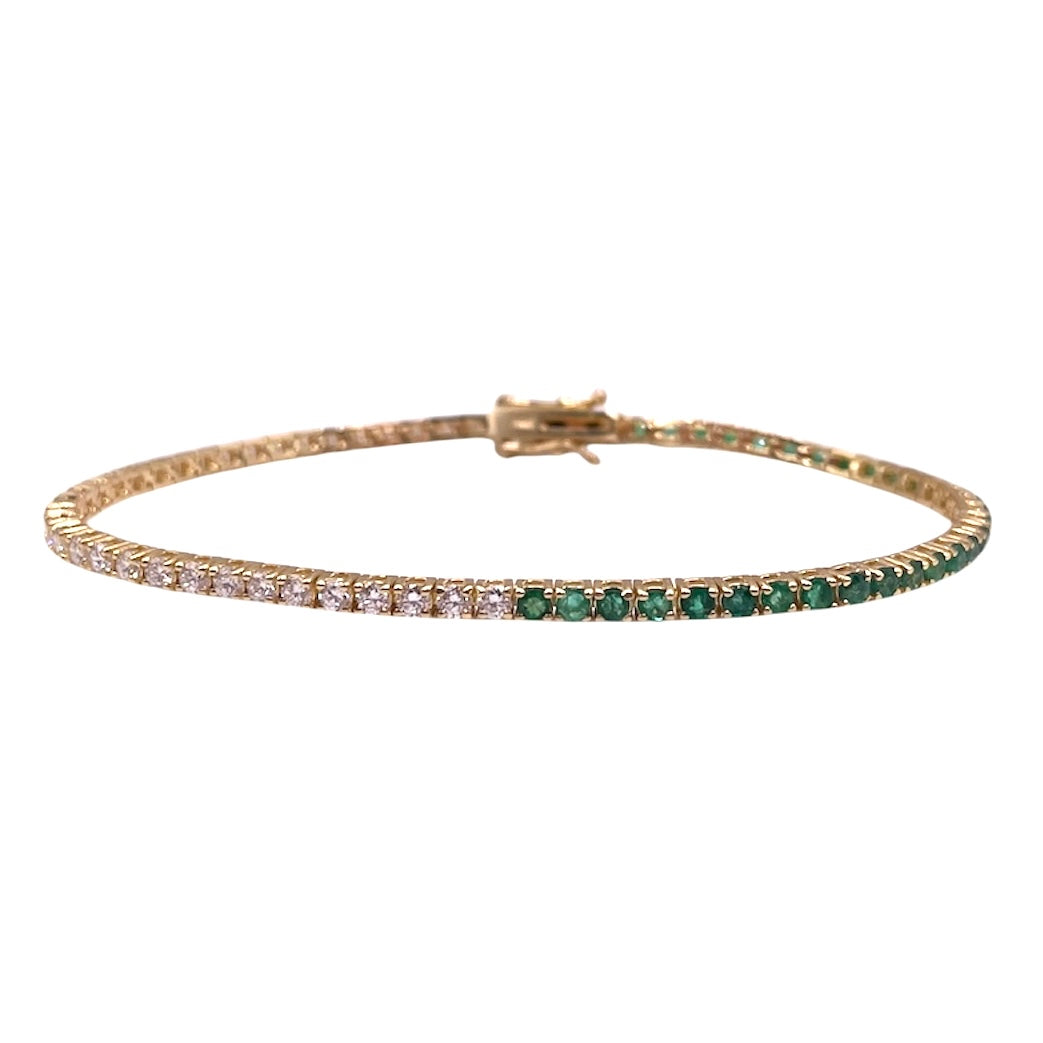 Pulsera Tennis (Esmeraldas naturales con Diamantes de Laboratorio)