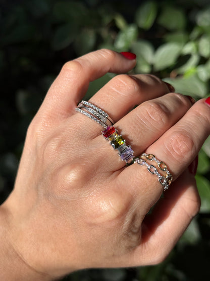 Anillo plata con colores