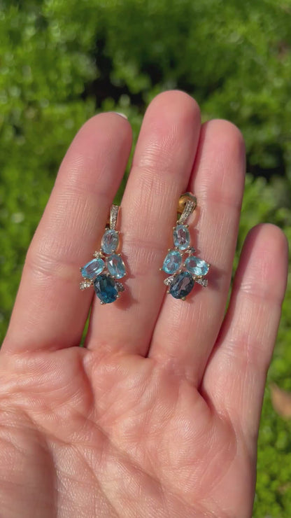 Aretes de topacios con diamantes