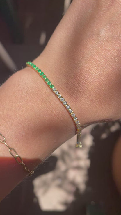 Pulsera Tennis (Esmeraldas naturales con Diamantes de Laboratorio)